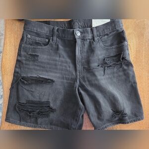 American Eagle Distressed Black Denim Shorts